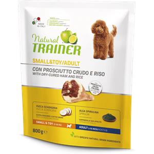 Natural Trainer Crocchette Prosciutto Crudo e Riso per Cani Adulto Small & Toy - 800g