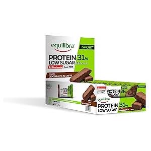 equilibra, Alimenti Proteici, Barrette Proteiche, 31% Proteine, 24x35g, Cioccolato al Latte, 124Kcal a Barretta, per il Mantenimento della Massa Muscolare, Senza Olio di Palma