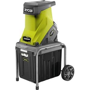 Ryobi RSH2545B Biotrituratore Elettrico da Giardino 2500W, Trituratore Foglie e Rami di Diametro max 45mm, Telaio in Acciaio, 2 Lame Reversibili in Acciaio, Cesto di Raccolta 40L