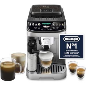 De'Longhi De'Longhi Magnifica Evo Next - Perfetto Macchina da Caffè Automatica, LatteCrema Montalatte Automatico, 13 Bevande in un Solo Tocco, Display Touch a Colori, Argento e Nero (ECAM312.80.SB)