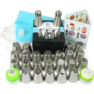 Wenburg Beccucci Russi - Beccucci Sac a Poche Professionale - 29 Pezzi - Vari Sacchetti per Piping - Set Pasticceria Professionale con Accessori Versatili per la Decorazione di Torte (Deluxe)
