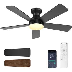 OAUEOR Ventilatore da Soffitto con Luce e Telecomando, 132CM Lampadario Ventilatore a Soffitto con App, Luce LED 36W Dimmerabile, 6 Velocità, Motore DC Silenzioso Reversibile, per Camera da Letto e Soggiorno