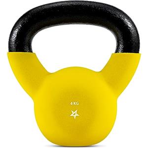 Yes4All WQ5S Kettlebell rivestite in neoprene, Kettlebells per allenamento della forza - 4KG Giallo