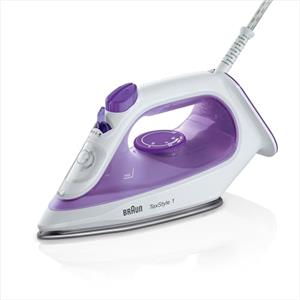 Braun TexStyle 1 SI1080VI, Ferro da Stiro CON 5 ANNI DI ASSISTENZA Piastra SuperCeramic, Punta di Precisione, 130g/min,Ricarica da 220ml, Eco Mode, Sistema Antigoccia, 2000W, Viola