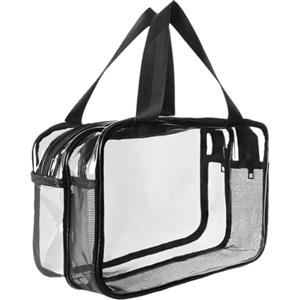 Aucuu Borse Da Toilette Trasparente, Beauty Case Trasparente, PVC Trousse da Viaggio, Borsa Cosmetici con separazione tra asciutto e bagnato, Cosmetici Trucco Portatile per Piscina, Viaggio