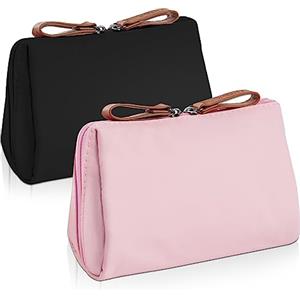 Aucuu Borsa da Toilette da Viaggio, 2 Pezzi Portatile Beauty Case da Viaggio Donna, Piccola Borsa Cosmetica in Nylon, Impermeabile Organiser per Cosmetici, Trousse Trucchi con Cerniera