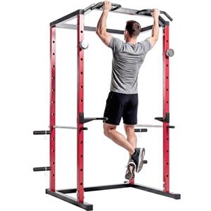 SPORTNOW Power Tower con Barre per Dip e Trazioni, Ganci J, Rack Palestra Multifunzione con Altezza Regolabile 11 Livelli, Struttura Acciaio, per Allenamento Fitness a Casa Palestra, Capacità 460 kg