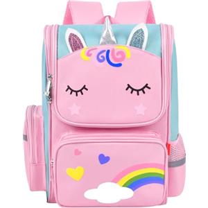 Aucuu Zainetto Impermeabile e Leggero per Ragazze e Bambini - Zaino Elementare con Multi-Scomparti e Grande Capacità per Viaggi e Campeggio