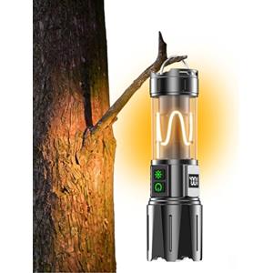 Relybo Torcia Led Potente Professionale, Torcia Ricaricabile 1000000 Lumen, Torcia Tattica Militare, 2 interruttori, Display LCD, per Situazioni Di Emergenza Campeggio Escursionismo Regali