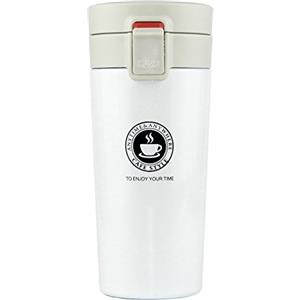SLOSH Tazza Termica Viaggio Caffè Bottiglia Acqua Infusione Ufficio Borraccia Acciaio Inox Auto Infusore Travel Mug Coffee To Go Bpa Free 380ml (Bianco)
