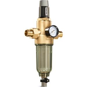 iSpring WSP50PRG Prefiltro per Sedimenti da 3/4''-1'' con Regolatore di Pressione, Filtro per Acqua a Rotazione Riutilizzabile per Tutta la Casa, Ottone Senza Piombo, Prefiltro Lavabile da 50 Micron