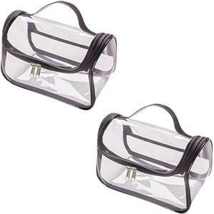 Loopunk 2 Pezzi Borsa da toilette trasparente,Borsa per il trucco, Spesso di alta qualità Borsa da trucco impermeabile Cosmetici con Zip Beauty Case da Borsa da Viaggio Donna Uomo Wash Bags Organizer