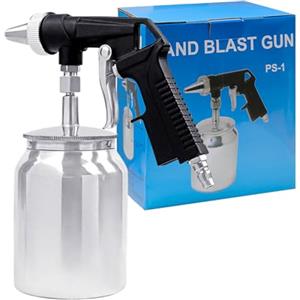 Chingcoo Sabbiatrice e pistola sabbiatrice ad aria compressa 6,2 bar con contenitore in alluminio da 1000 ml | rimozione della ruggine, pulizia dei cerchioni, pulizia delle superfici metalliche