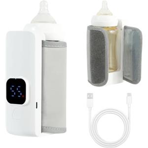 Yearninglife Scaldabiberon portatile, senza fili, scaldabiberon, borsa riscaldante per biberon, 6 marce, regolabile, con display LCD, per la maggior parte delle bottiglie, riscaldamento e scongelamento rapido per