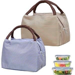 AMONENZ 2 Pezzi Mini Borsa Termica, Pieghevole Borse Termiche Piccole, Portatile Borse Frigo Piccole, Borsa Porta Pranzo, per Scuola, Ufficio, Picnic, Viaggi