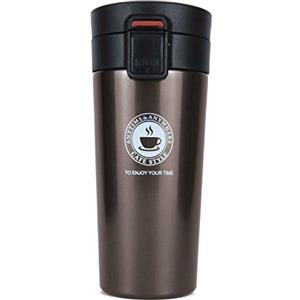 SLOSH Tazza Termica Viaggio Caffè Bottiglia Acqua Infusione Ufficio Borraccia Acciaio Inox Auto Infusore Travel Mug Coffee To Go Bpa Free 380ml (Marrone)