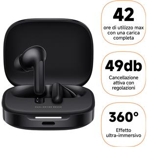 XIAOMI REDMI BUDS 6 NERO TWS AURICOLARI BLUETOOTH