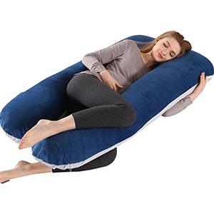 FANSU Cuscino Gravidanza per Dormire, Cuscino Allattamento Forma di U Multifunzionale Pile Cuscino per Tutto Il Corpo Laterale per Il Corpo e maternità (130x70cm,Grigio Marino Chiaro)