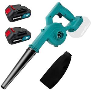 JUTOSGSKW Professionista Soffiatore a batteria per foglie con 2X 3000mAh Batteria & Caricabatteria - Potente motore a spazzole da 500W, soffiatore e aspiratore per foglie 3-in-1, velocità variabile fino a 32000