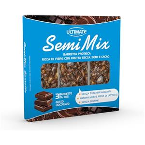 Ultimate Italia - Barretta Semi Mix cioccolato - 3x30g - Barretta proteica ricca di fibre con frutta secca, semi e cacao
