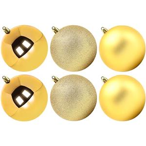 Benjia - Palline di Natale extra large, giganti, grandi, in plastica infrangibile, set di ornamenti per esterni, prato, cortile, albero, decorazioni da appendere (10 cm/100 mm, 6 pezzi, oro)