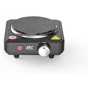 S.I.C SIC Fornello elettrico portatile a una piastra, piano cottura portatile, in ghisa, temperatura regolabile. Per campeggio,viaggio, cucina all'aperto (Nero, 500W)