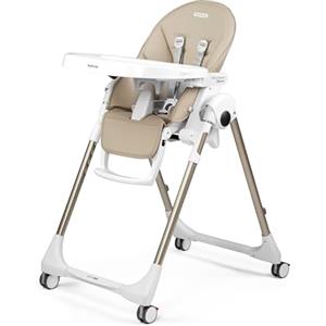 Peg Perego PEG Prima Pappa Follow Me Seggiolone Pappa Neonati Reclinabile, Funzione Sdraietta, 4 ruote, Pieghevole e Ultracompatto, per Bambini da 0 a 3 Anni (0-15 kg), Astral