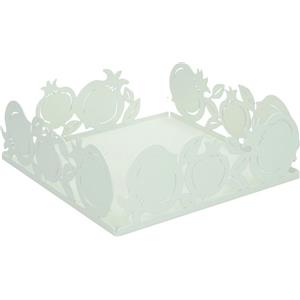 BRANDANI Porta Tovaglioli Melograno Bianco in Metallo - Elegante e Raffinato, 17,5x17,5cm