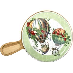 Brandani Tagliere Wonderland in Porcellana e Bamboo con Coltello per Formaggi 20x29,5 cm