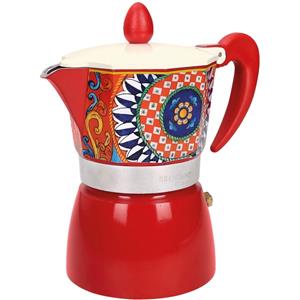 Brandani Caffettiera Teresa Rossa in Alluminio per 3 Tazze - Design Classico e Ottima Estrazione