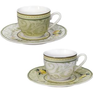Brandani Set 2 Tazzine Caffè Limoni in New Bone China - Capacità 50ml, Decorazione Elegante e Colorata