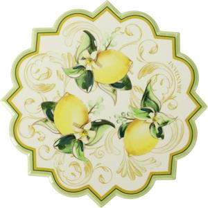 BRANDANI Sottopentola Set 4 Pezzi Assortiti Limoni in Porcellana e Sughero - 10,5cm