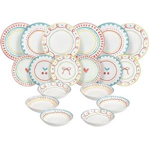 Tognana Cherry Pop, Servizio piatti per 6 persone 18 pezzi, porcellana, multicolor