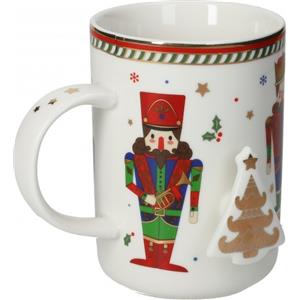 Brandani Mug Natalizia Lo Schiaccianoci in New Bone China - Decorazioni Festive, Dimensioni Ø12xH9cm