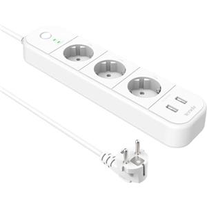 Tenda Ciabatta Elettrica Wi-Fi Intelligente Tenda, 3 Prese Controllate Individualmente e 2 Porte USB, Controllo Tramite App/Voce (Alexa e Google), Programmazioni, Protezione da Sovratensioni, 16 A, SP15