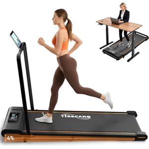 TISSCARE Tapis roulant per casa ufficio, silenzioso, con battistrada aggiornato, 140,7 cm e 55,5 cm, 4% funzione di pendenza, 1-6 km/h, display a LED, portata di 130 kg, tapis roulant pieghevole con