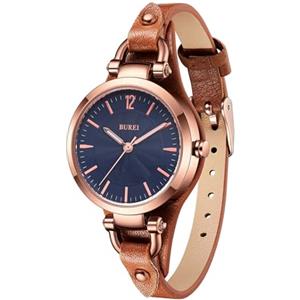 BUREI Orologio da Polso Analogico da Donna, Classico, al Quarzo, Forma Ovale, con Data (rosa)