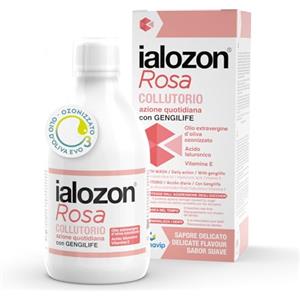 Gemavip Ialozon Rosa Collutorio con olio d'oliva ozonizzato, acido ialuronico, vitamina E, citrato di potassio e bicarbonato di sodio (1)