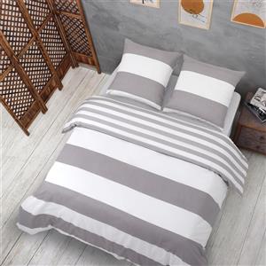 OEM Set di biancheria da letto Vency 200x200, 3 pezzi, grigio: 1 copripiumino con cerniera + 2 federe 80x80 con cerniera, modello Still