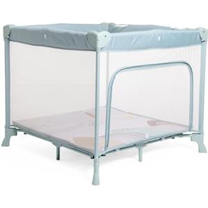Chicco Open Box Quadrato per Bebè e Bambini dalla Nascita fino a 15 kg, Pieghevole e Compatto, con Tappeto Gioco, Finestre in Rete, 4 Maniglie e Borsa da Viaggio, Verde