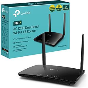 TP-Link Archer MR550 4G+ Cat6 300Mbps Router, Wi-Fi AC1200 Dual Band, 4g Router with Sim, Nano SIM, Gigabit LAN/WAN Port, MU-MIMO, No Configuration, TP-Link OneMesh Technology