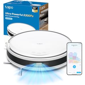 Tapo RV20 MAX Bianco Robot Aspirapolvere Lavapavimenti con Mappatura, Aspirazione 5300Pa, Navigazione LiDAR MagSlim, Zone No-Go e Muri Virtuali, Design Ultra Compatto 83mm, Controllo APP&Alexa