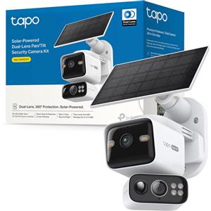 C645D KIT Telecamera Wifi Esterno Con Pannello Solare, Doppia Lente 2K, 360° Cop