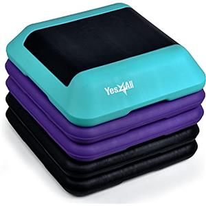 Yes4All Piattaforma aerobica regolabile in altezza 40,6 x 40,6 cm con 4 rialzi per palestra a casa, allenamento, fitness, cardio e salti (verde acqua)