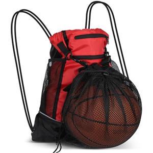 AiQInu Zaino Palestra per Pallone da Calcio, Sacca Sportiva con Coulisse, Borsone Calcio Uomo con Rete Estraibile, Borsa da Palestra per Basket Pallavolo Baseball
