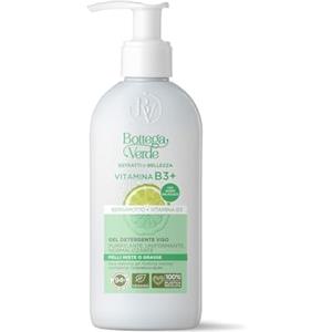 Bottega Verde - Vitamina B3+, Gel detergente viso, 200 ml, con Vitamina B3 e Bergamotto, Azione Purificante, Uniformante e Normalizzante, per Pelli Miste o Grasse