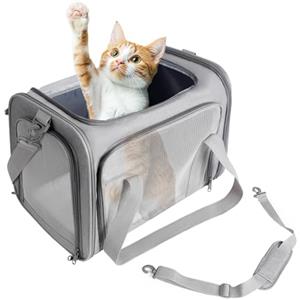 AiQInu Trasportino Gatto e Cani, Borsa da Trasporto Traspirante Pieghevole per Gatto, Trasportino per Gatti Capacità di Carico 3-6 Kg, Borsa da Viaggio per Cani Gatti di Media Taglia in Aereo