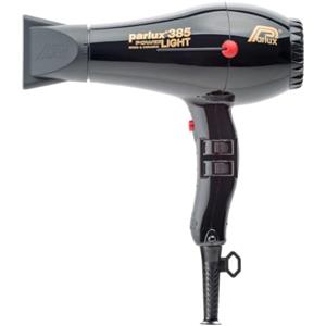 Parlux Powerlight 385 - Asciugacapelli in nero, 2150 W, potente e leggero, per un'asciugatura e una piega rapide e facili, con silenziatore integrato con tecnologia ceramica e ionica incorporata
