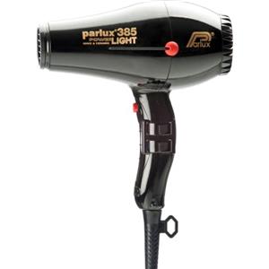 Parlux Powerlight 385 - Asciugacapelli in nero, 2150 W, potente e leggero, per un'asciugatura e una piega rapide e facili, con silenziatore integrato con tecnologia ceramica e ionica incorporata