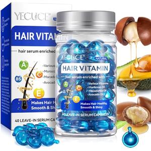MYOWNER Capsule di Siero Vitamina per Capelli Crespi e Danneggiati, Siero per Trattamento dei Capelli con Olio Argan, Olio Avocado, Vitaminico A, C, E e Pro Vit. B5 per Cura dei Capelli Secchi - 40 Blu